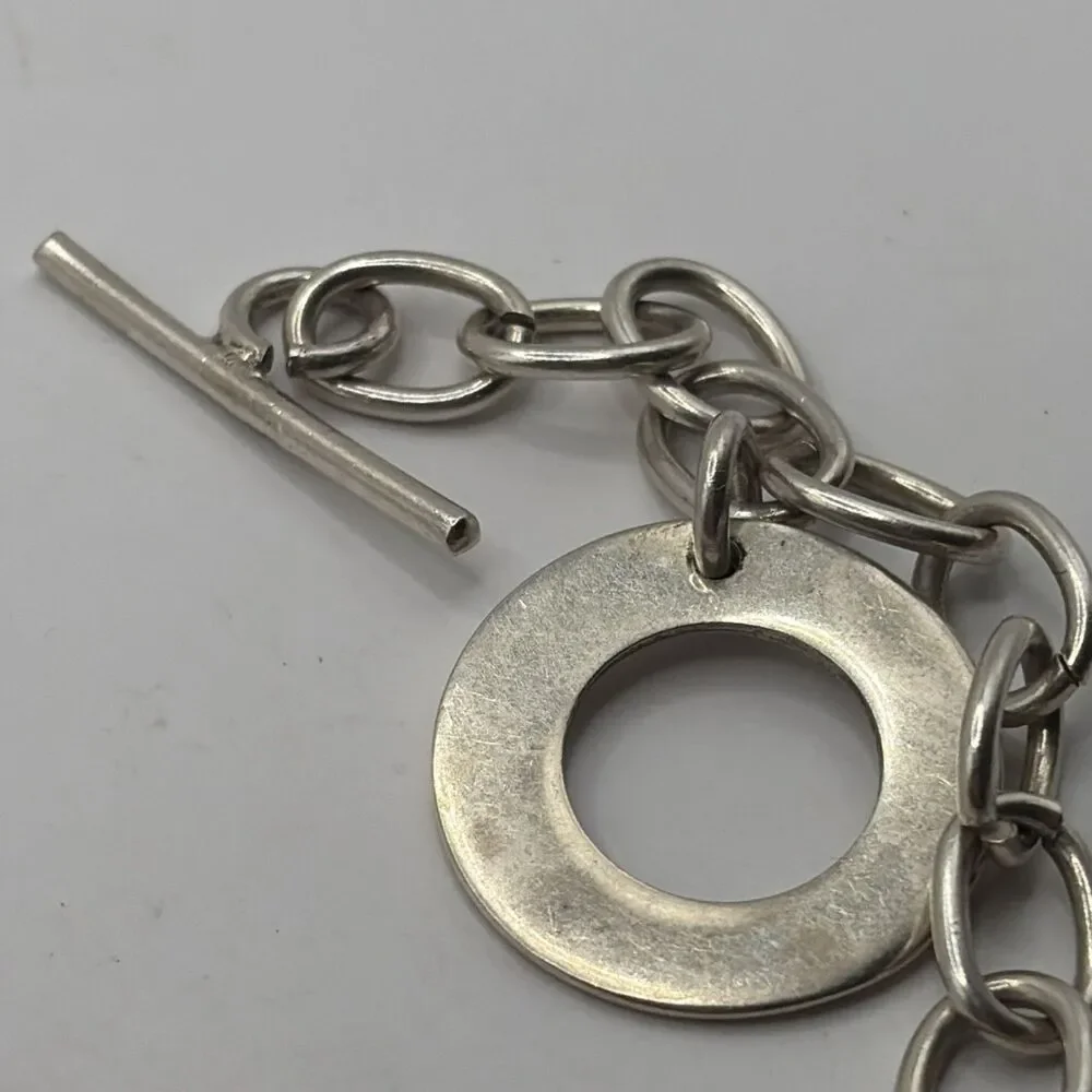 Modernist Chain Bracelet With Geometric Charms, Mexico 925 Silver Jewelry 8